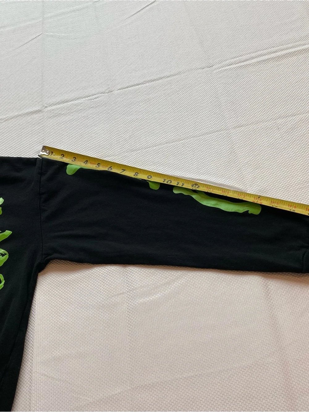 Kids Halloween Black Long-Sleeve Tee with Neon Green Skeleton Print